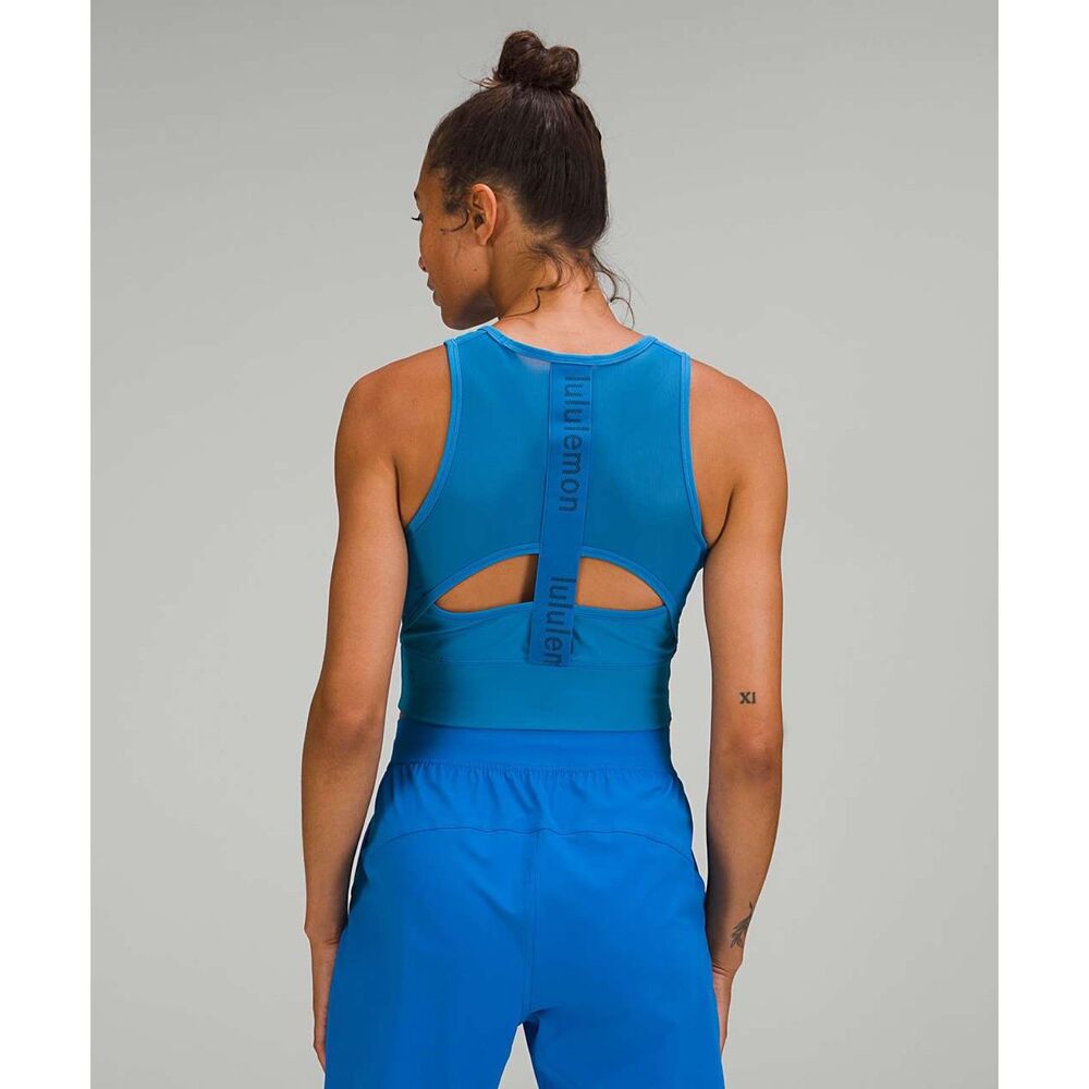 NWOT Lululemon Mesh-Back Training Cropped Tank Top Size 4 Poolside Blue W1DSUS - Picture 3 of 6